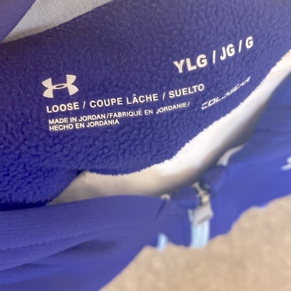 EUC [Under Armour] Blue/Purple Long-Sleeve Full Zip Hooded Sweatshirt Youth Sz L - Picture 4 of 7